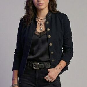 Vintage Polo Jeans Company Ralph Lauren Military Cropped Jacket Navy Cotton - M